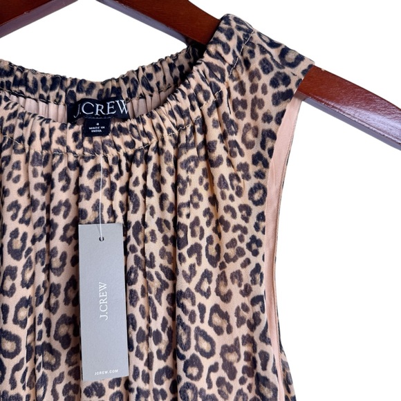 J. CREW NWT Gathered Sheath Maxi Dress in Leopard Chiffon Size 4 - Picture 4 of 15